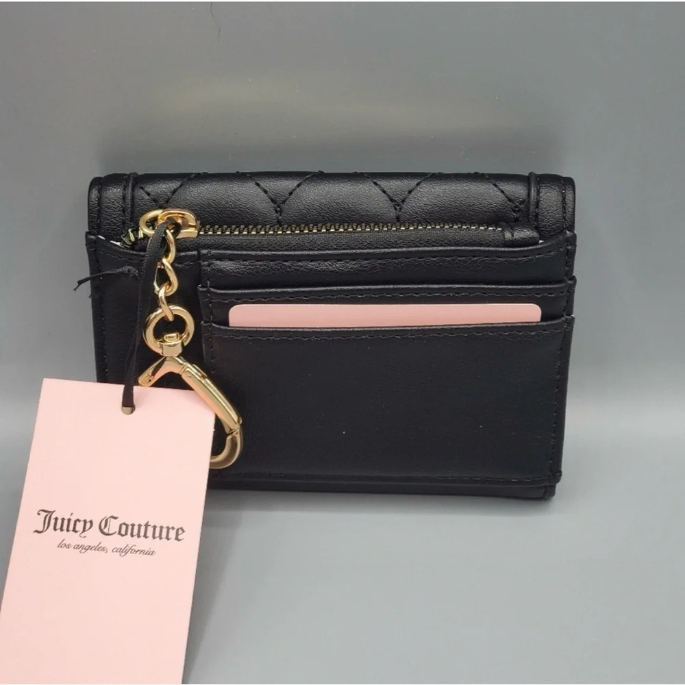 JUICY COUTURE Licorice Heart Quilt Wallet with a Gold Chain Heart